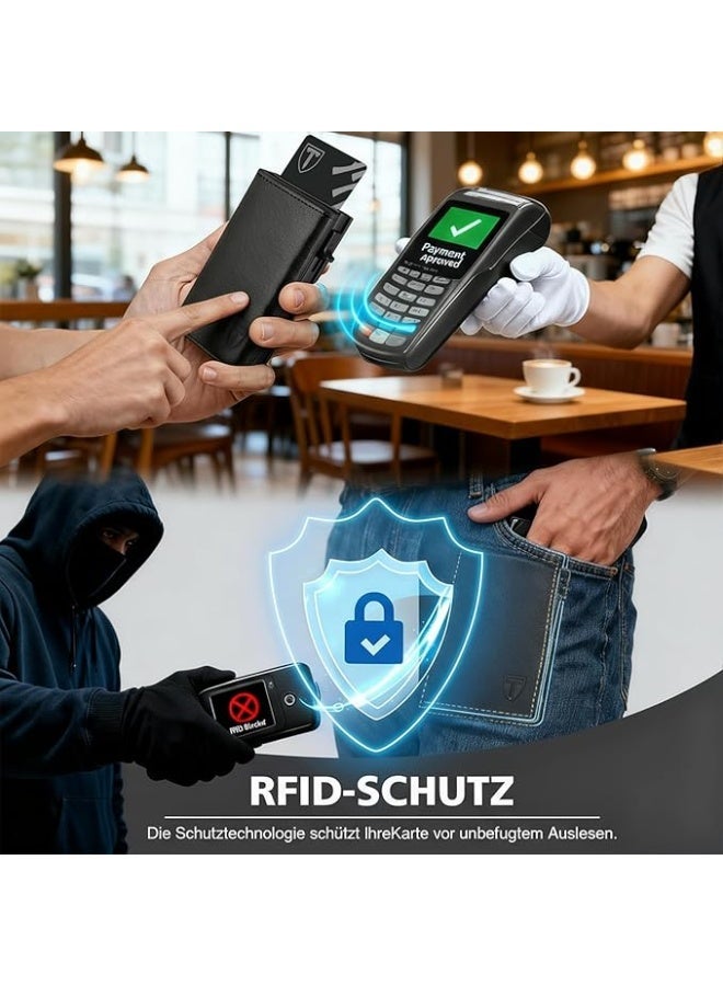 محفظة رجالية نحيفة مع جيب عملات معدنية وحماية RFID محفظة جلدية مع 8 فتحات بطاقات بتصميم مدمج - Image 2